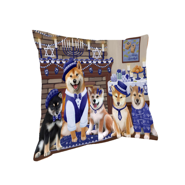 Happy Hanukkah Family Shiba Inu Dogs Pillow PIL85284