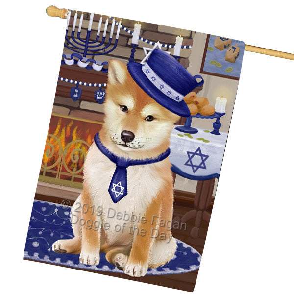 Happy Hanukkah Shiba Inu Dog House Flag FLG66006
