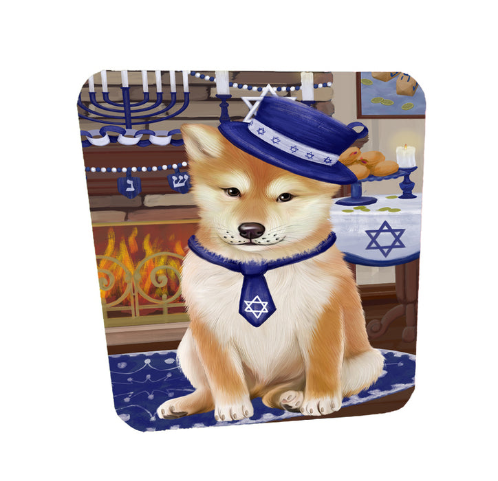 Happy Hanukkah Family Shiba Inu Dogs Coasters Set of 4 CSTA58761