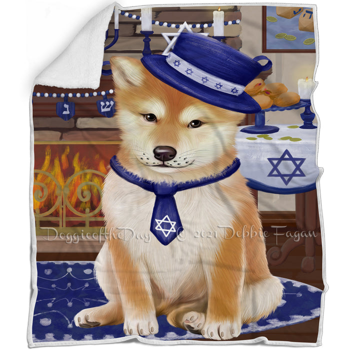 Happy Hanukkah Shiba Inu Dog Blanket BLNKT144044
