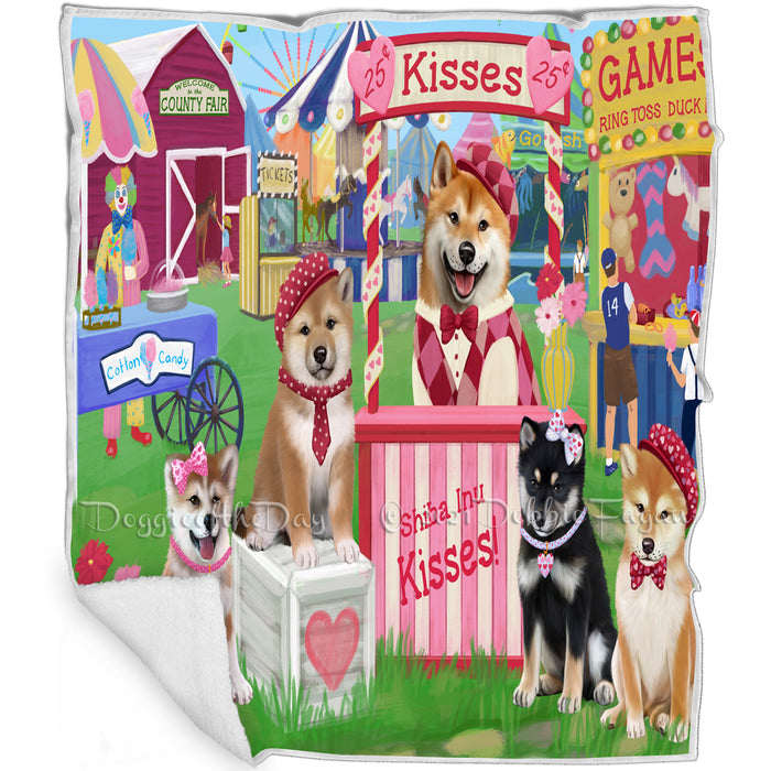 Carnival Kissing Booth Shiba Inus Dog Blanket BLNKT122754