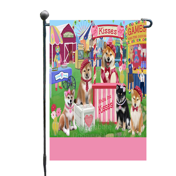 Personalized Carnival Kissing Booth Shiba Inu Dogs Custom Garden Flag GFLG64316
