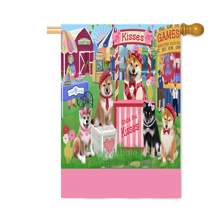 Personalized Carnival Kissing Booth Shiba Inu Dogs Custom House Flag FLG63640