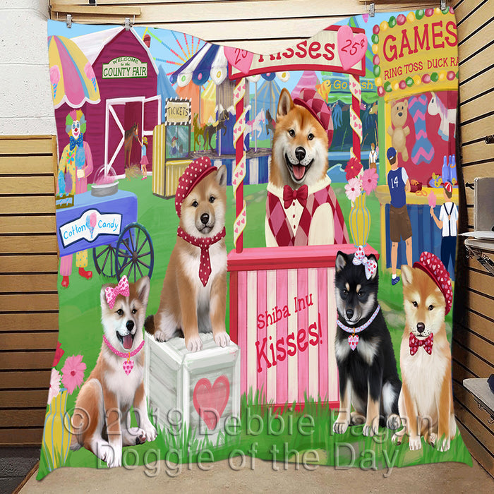 Carnival Kissing Booth Shiba Inu Dogs Quilt