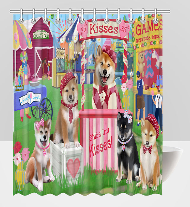 Carnival Kissing Booth Shiba Inu Dogs Shower Curtain