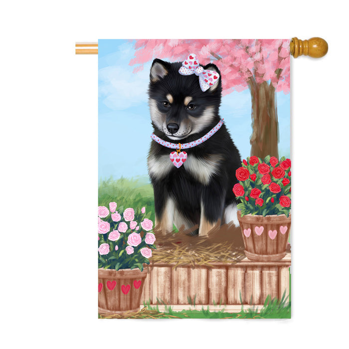Personalized Rosie 25 Cent Kisses Shiba Inu Dog Custom House Flag FLG64943
