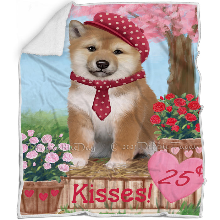 Rosie 25 Cent Kisses Shiba Inu Dog Blanket BLNKT123708