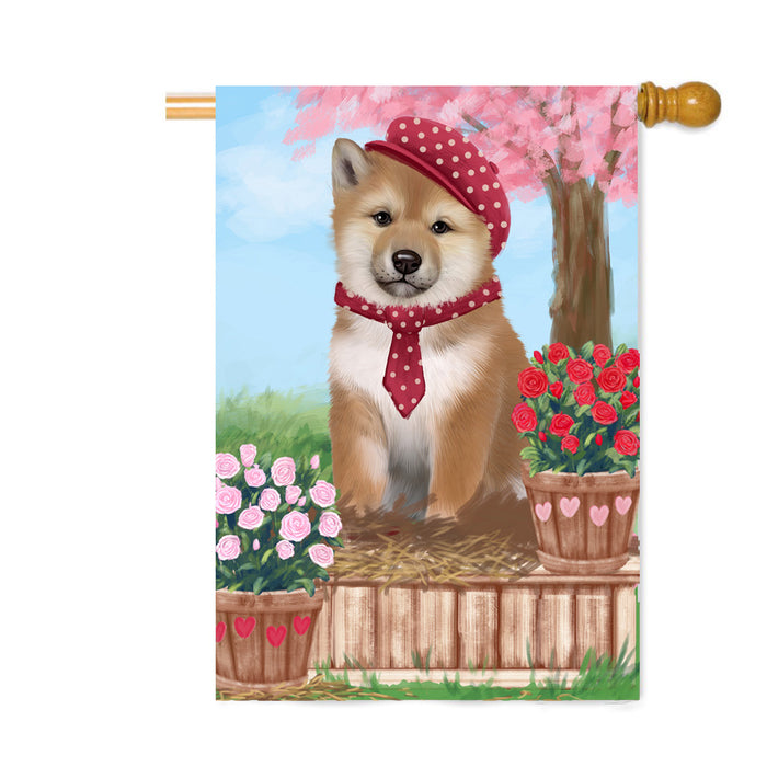 Personalized Rosie 25 Cent Kisses Shiba Inu Dog Custom House Flag FLG64944