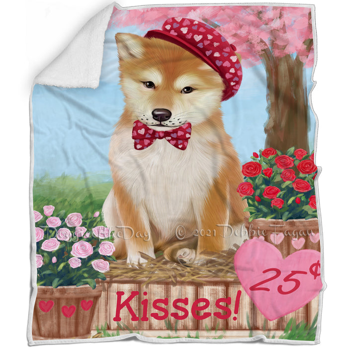 Rosie 25 Cent Kisses Shiba Inu Dog Blanket BLNKT123717
