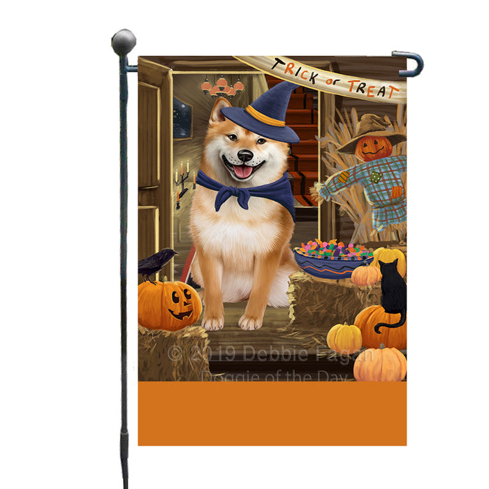 Personalized Enter at Own Risk Trick or Treat Halloween Shiba Inu Dog Custom Garden Flags GFLG-DOTD-A59722