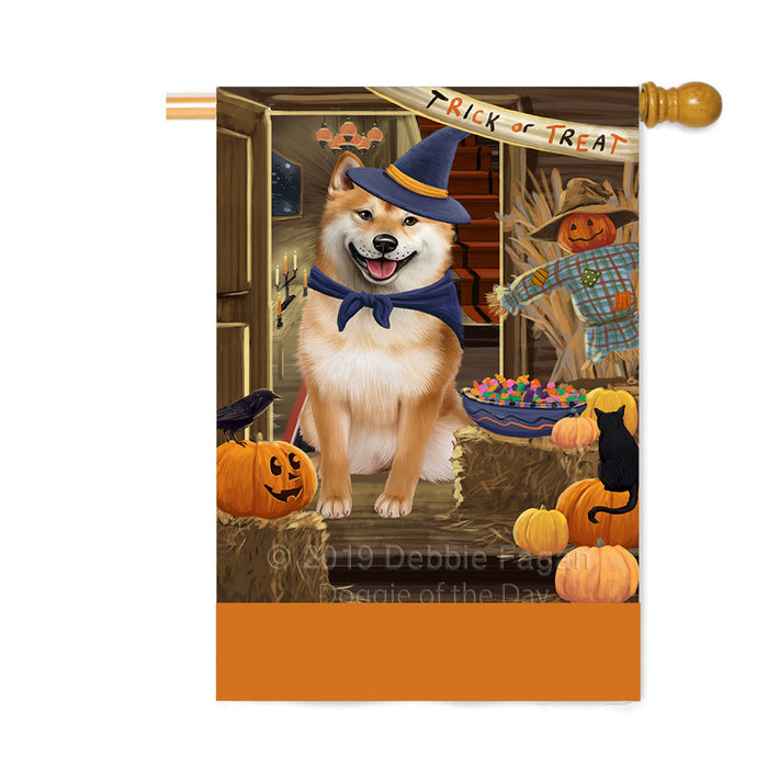 Personalized Enter at Own Risk Trick or Treat Halloween Shiba Inu Dog Custom House Flag FLG-DOTD-A59778