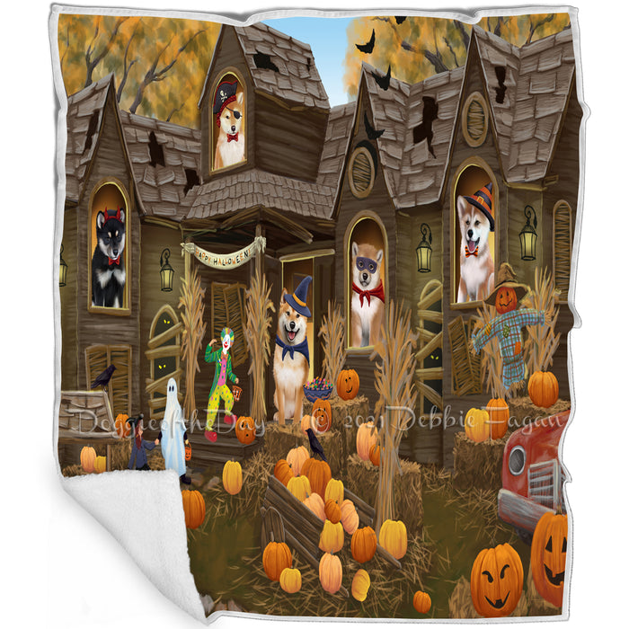 Haunted House Halloween Trick or Treat Shiba Inus Dog Blanket BLNKT93432