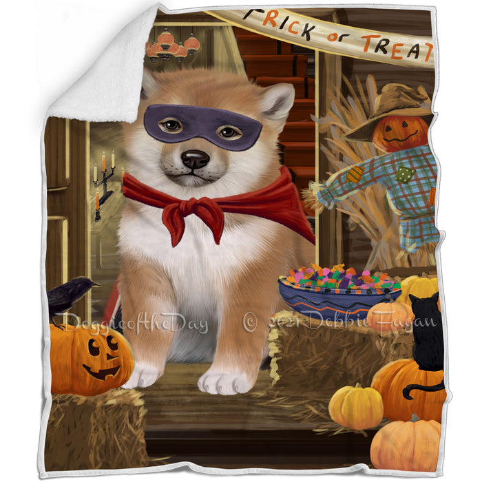 Enter at Own Risk Trick or Treat Halloween Shiba Inu Dog Blanket BLNKT96906