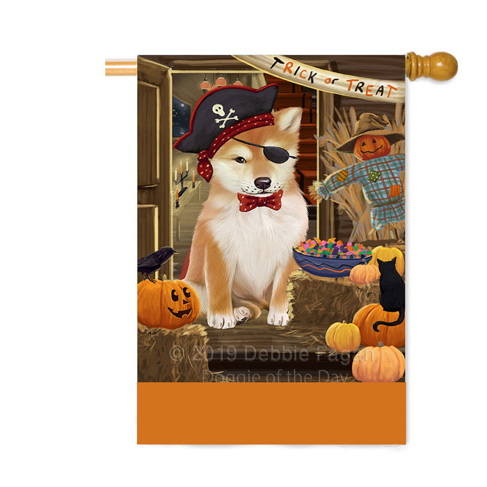 Personalized Enter at Own Risk Trick or Treat Halloween Shiba Inu Dog Custom House Flag FLG-DOTD-A59780