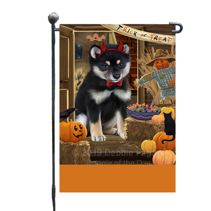 Personalized Enter at Own Risk Trick or Treat Halloween Shiba Inu Dog Custom Garden Flags GFLG-DOTD-A59725