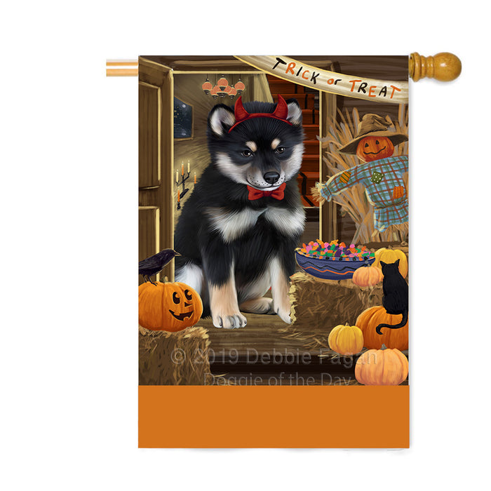 Personalized Enter at Own Risk Trick or Treat Halloween Shiba Inu Dog Custom House Flag FLG-DOTD-A59781