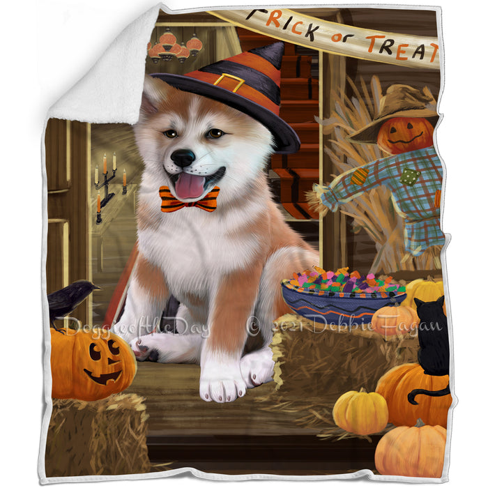 Enter at Own Risk Trick or Treat Halloween Shiba Inu Dog Blanket BLNKT96933