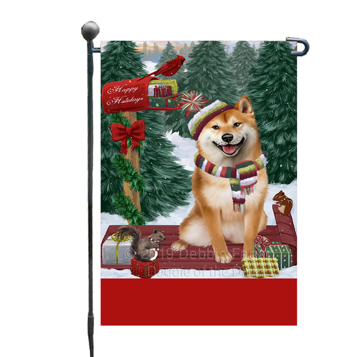 Personalized Merry Christmas Woodland Sled  Shiba Inu Dog Custom Garden Flags GFLG-DOTD-A61689