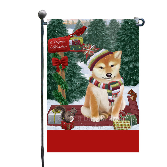 Personalized Merry Christmas Woodland Sled  Shiba Inu Dog Custom Garden Flags GFLG-DOTD-A61691