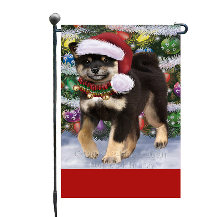 Personalized Trotting in the Snow Shiba Inu Dog Custom Garden Flags GFLG-DOTD-A60795