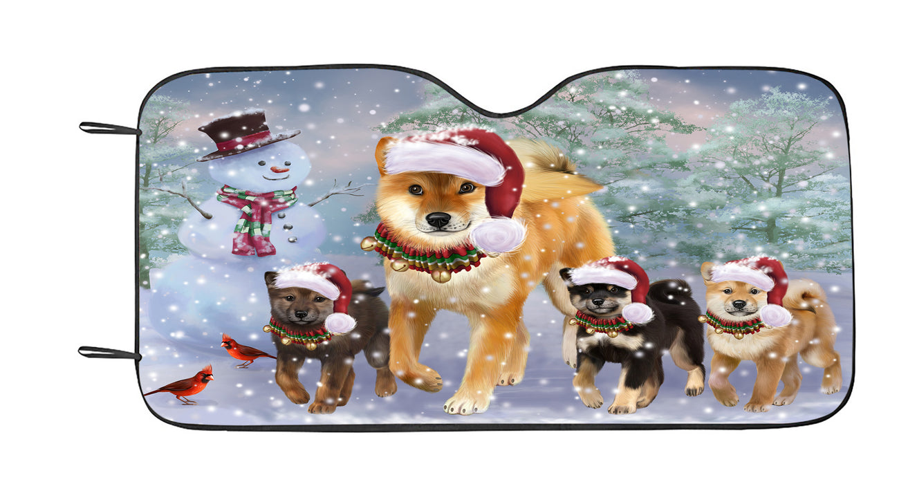 Christmas Running Family Shiba Inu Dogs Car Sun Shade