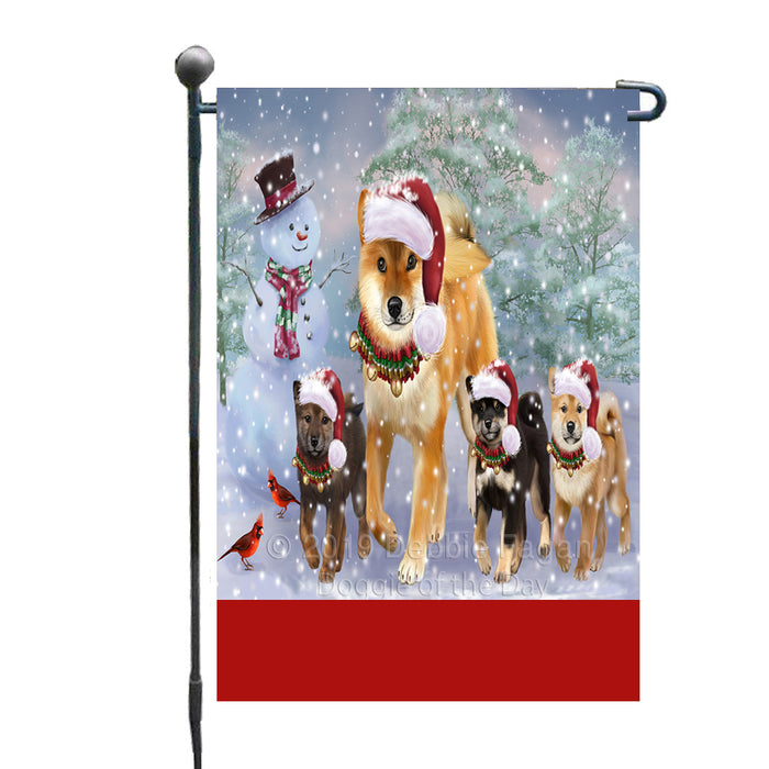 Personalized Christmas Running Family Shiba Inu Dogs Custom Garden Flags GFLG-DOTD-A60350