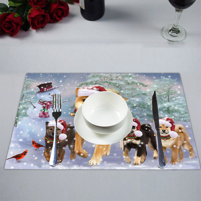Christmas Running Fammily Shiba Inu Dogs Placemat