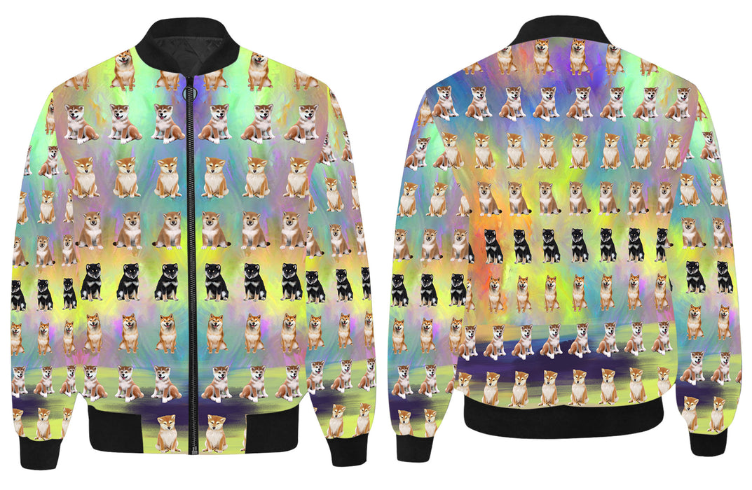 Paradise Wave Shiba Inu Dogs All Over Print Quilted Bomber Men's Jacket