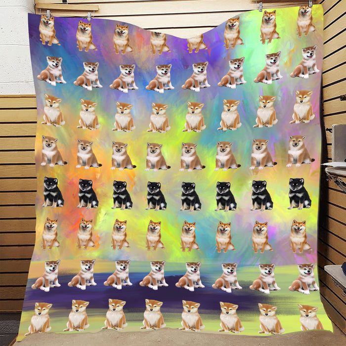 Paradise Wave Shiba Inu Dogs Quilt