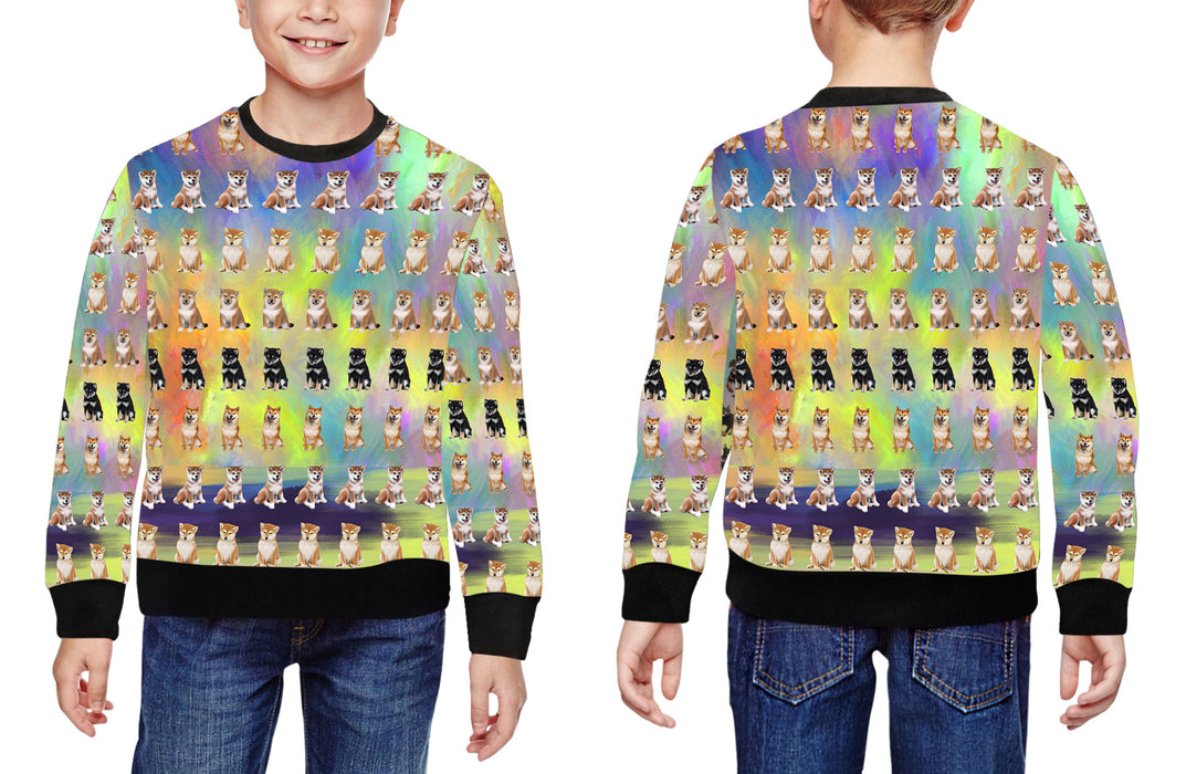 Paradise Wave Shiba Inu Dogs All Over Print Crewneck Kids Sweatshirt