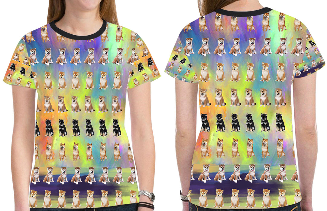 Paradise Wave Shiba Inu Dogs All Over Print Mesh Women's T-shirt