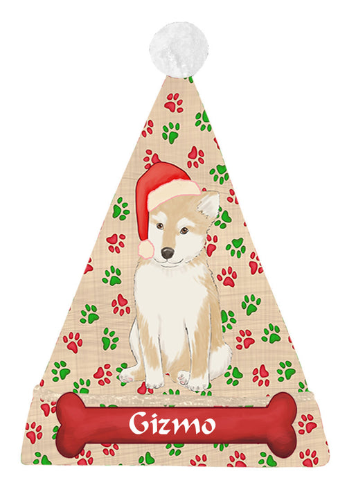 Pet Name Personalized Christmas Paw Print Shetland Sheepdog Santa Hat