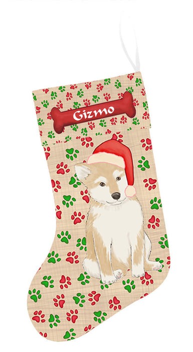 Pet Name Personalized Christmas Paw Print Shetland Sheepdog Stocking