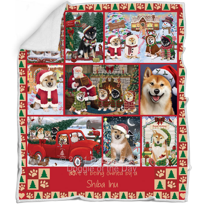 Love is Being Owned Christmas Shiba Inu Dogs Blanket BLNKT143499