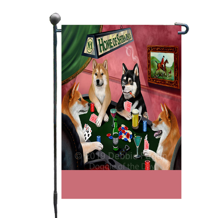 Personalized Home of Shiba Inu Dogs Four Dogs Playing Poker Custom Garden Flags GFLG-DOTD-A60298