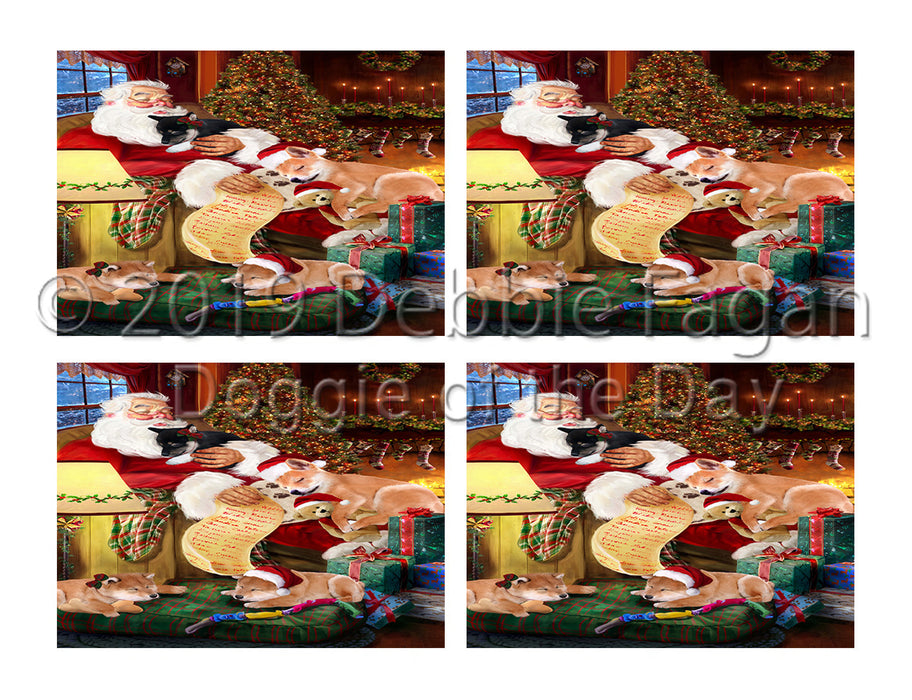 Santa Sleeping with Shiba Inu Dogs Placemat