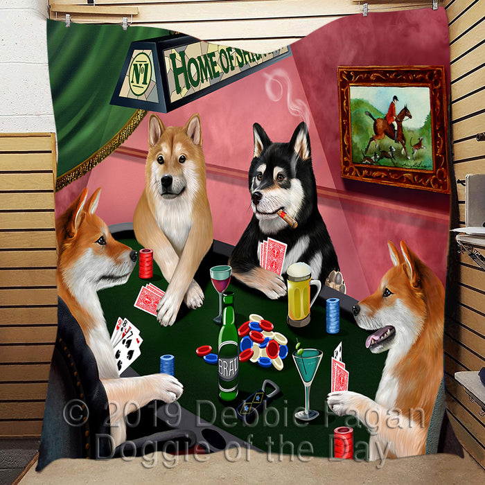 Home of  Shiba Inu Dogs Playing Poker Quilt