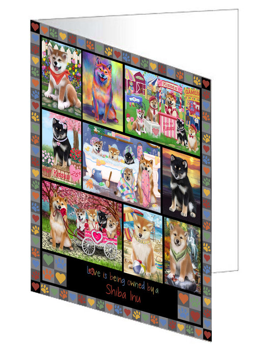 Love is Being Owned Shiba Inu Dog Grey Handmade Artwork Assorted Pets Greeting Cards and Note Cards with Envelopes for All Occasions and Holiday Seasons GCD77489