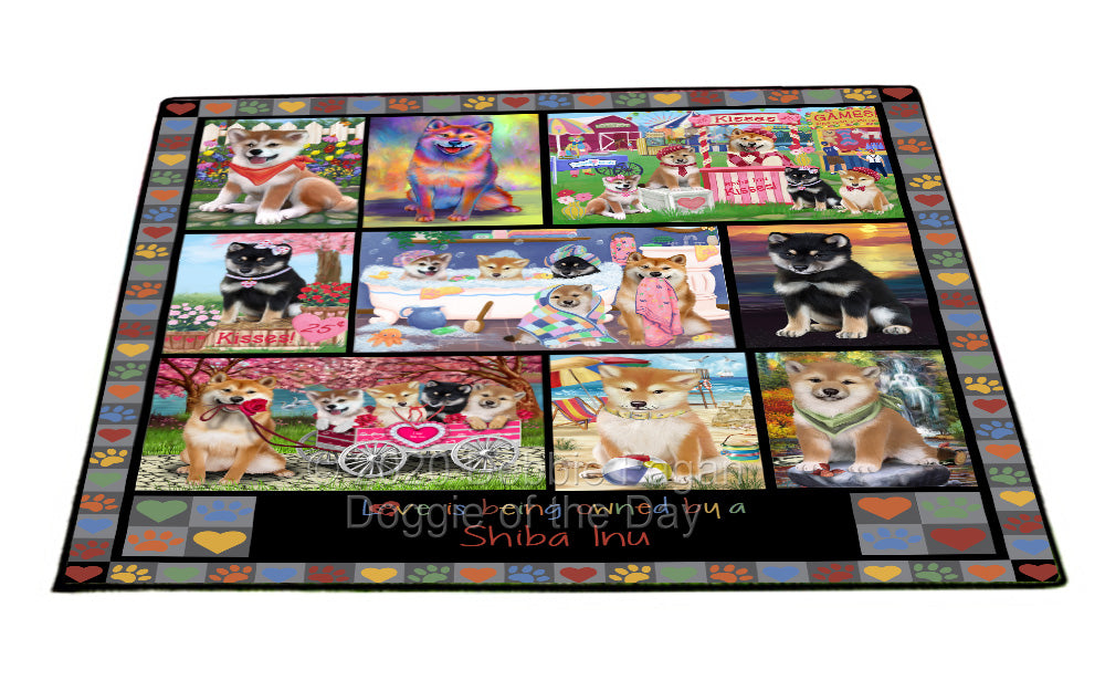 Love is Being Owned Shiba Inu Dog Grey Floormat FLMS55402