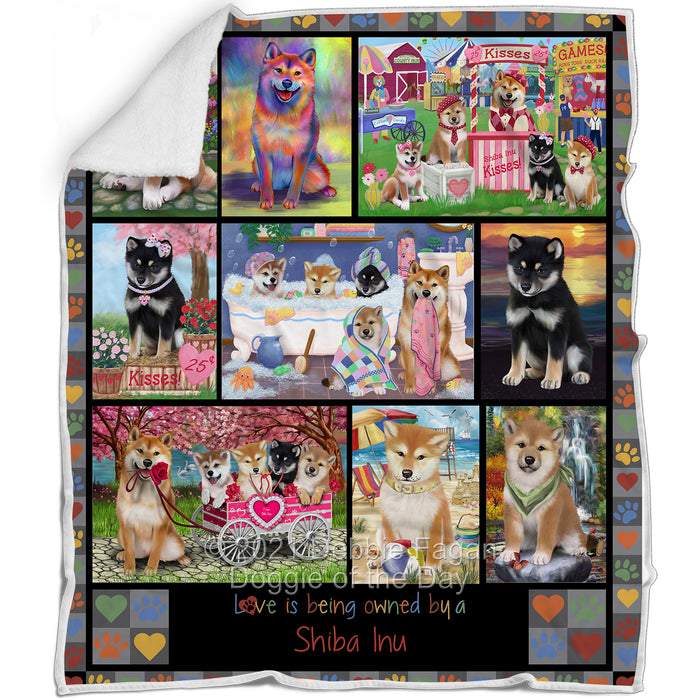 Love is Being Owned Shiba Inu Dog Grey Blanket BLNKT137901