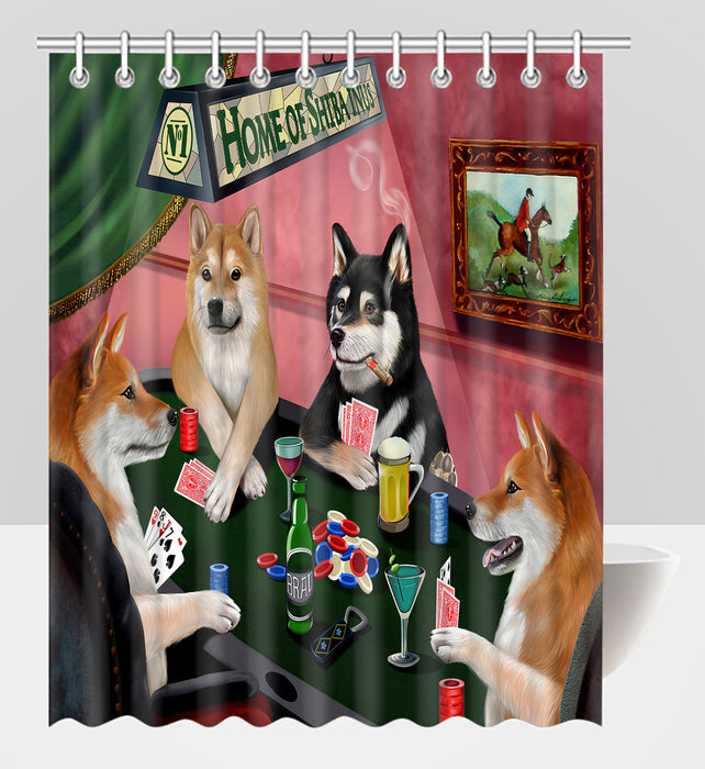 Home of  Shiba Inu Dogs Playing Poker Shower Curtain
