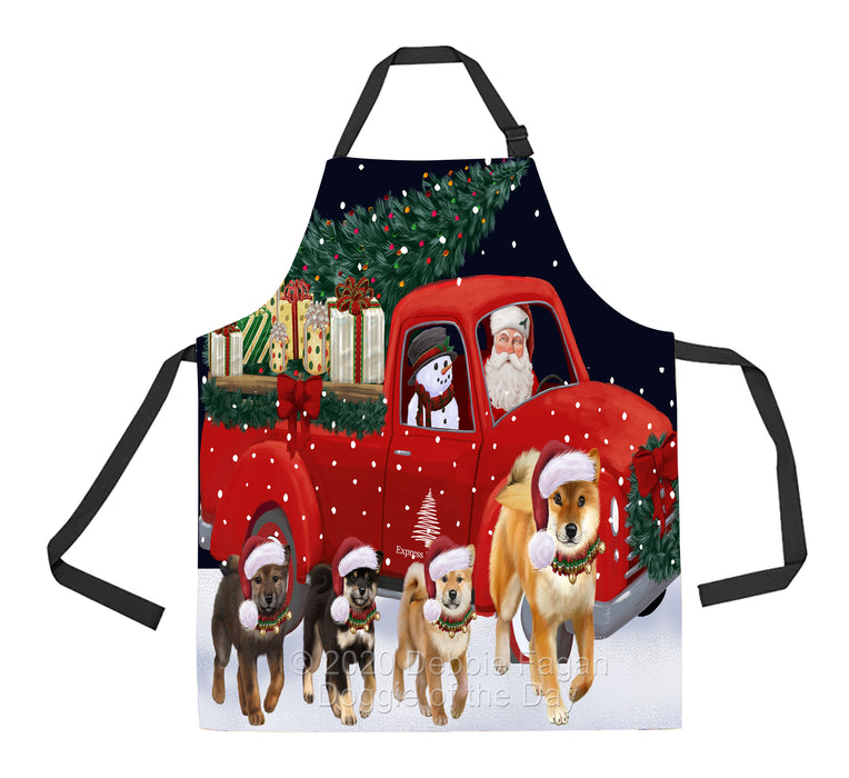 Christmas Express Delivery Red Truck Running Shiba Inu Dogs Apron Apron-48153
