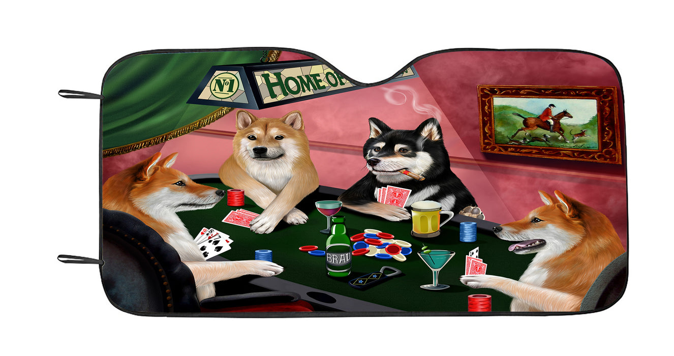 Home of  Shiba Inu Dogs Playing Poker Car Sun Shade