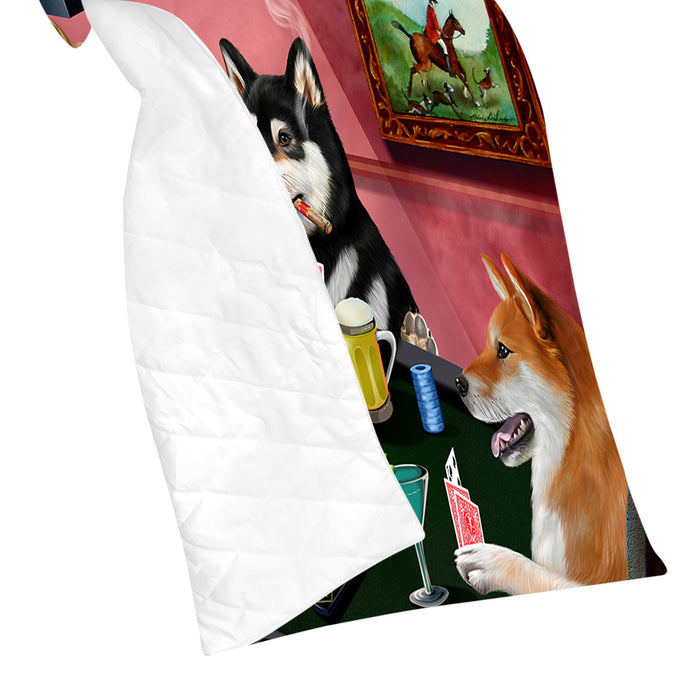 Home of  Shiba Inu Dogs Playing Poker Quilt
