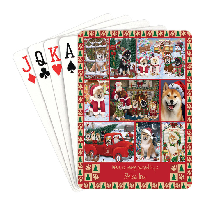 Love is Being Owned Christmas Shiba Inu Dogs Playing Card Decks