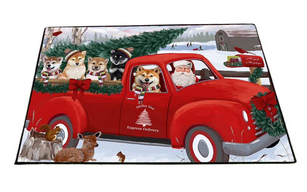Christmas Santa Express Delivery Shiba Inus Dog Family Floormat FLMS52491