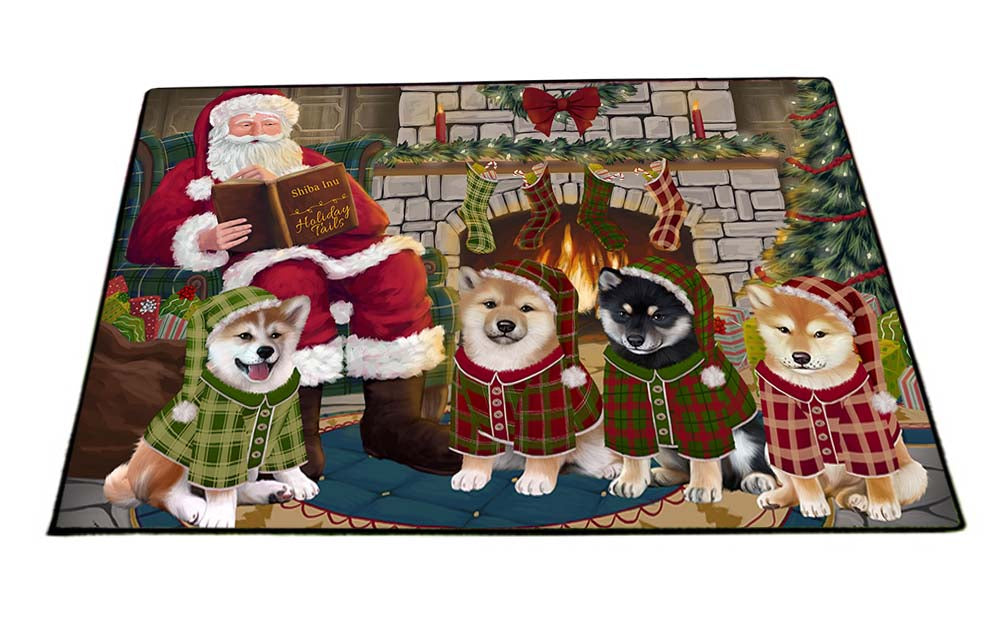 Christmas Cozy Holiday Tails Shiba Inus Dog Floormat FLMS52758