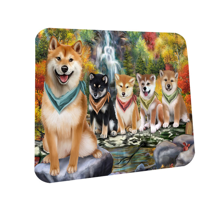 Scenic Waterfall Shiba Inus Dog Coasters Set of 4 CST49465