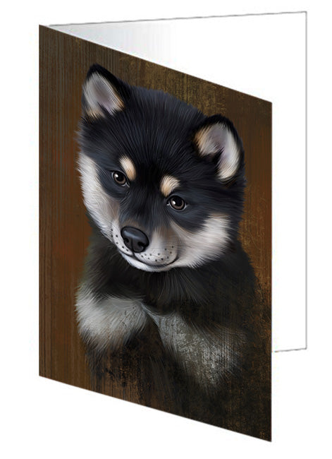 Rustic Shiba Inu Dog Handmade Artwork Assorted Pets Greeting Cards and Note Cards with Envelopes for All Occasions and Holiday Seasons GCD55502