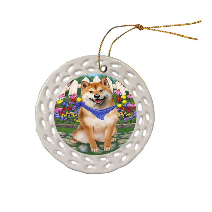 Spring Floral Shiba Inu Dog Ceramic Doily Ornament DPOR52164